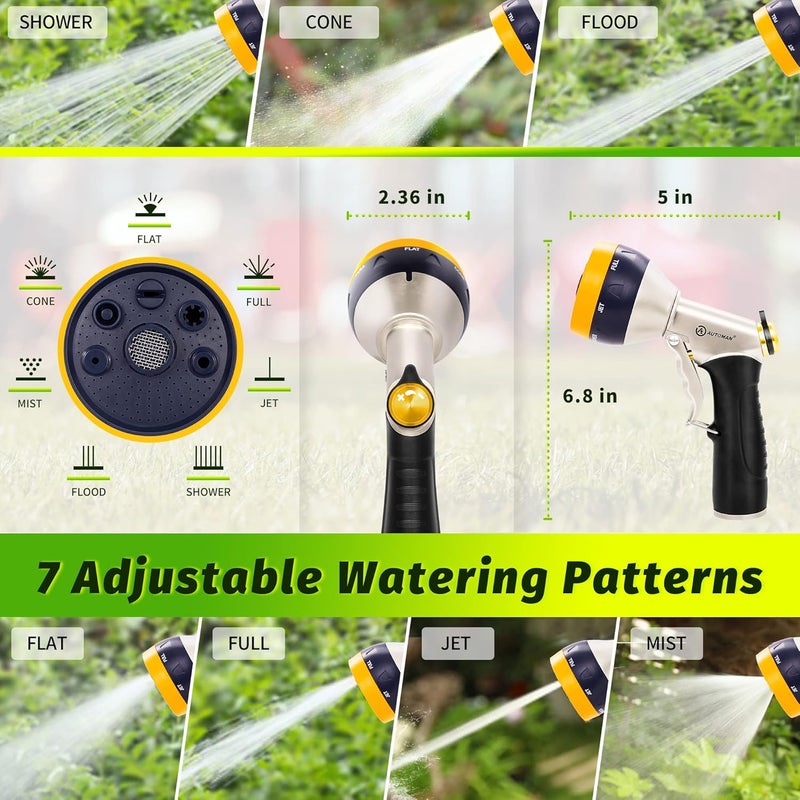 AUTOMAN Garden Hose Nozzles - High Pressure 100% Metal Hose Sprayer 2 Pack, Heavy Duty Garden Watering Nozzle Set, Powerful Garden Nozzle for Watering Plants, Window Cleaning,Washing Cars,Pets Bathing - Image 2